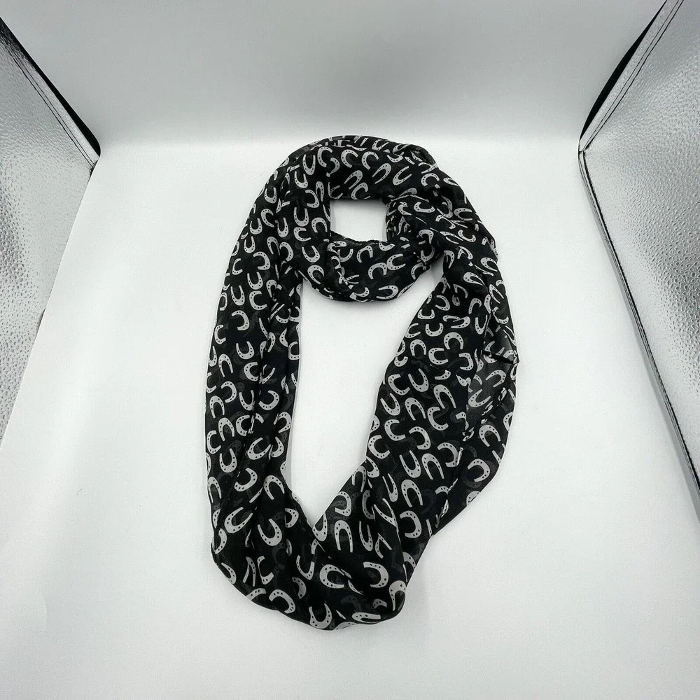 Infinity Black Scarf horseshoe print